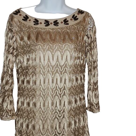 Hale Bob Gold Woven Knit Boatneck Dress NWOT - Picture 11 of 16